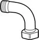 Verchromter Heizkörperanschlussbogen mit einem gewindefreien Ende und einem angeschraubten Ende, geeignet für Heizsysteme von IMI Hydronic Engineering.